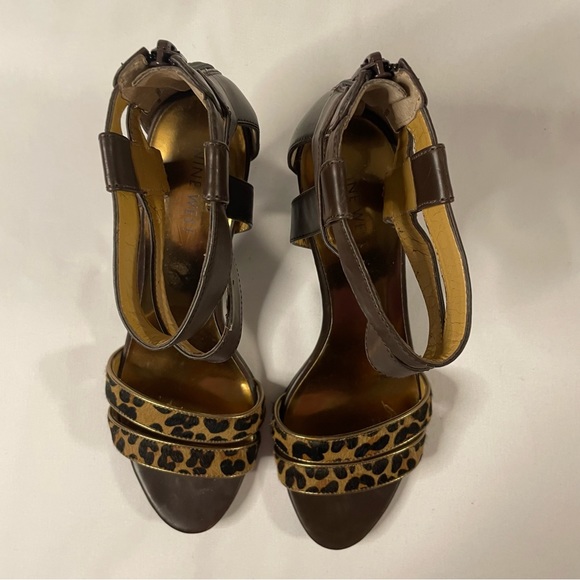 Nine West Leopard Print Strappy Stacked Heel Sandals Women’s Size 6.5 - Picture 2 of 8